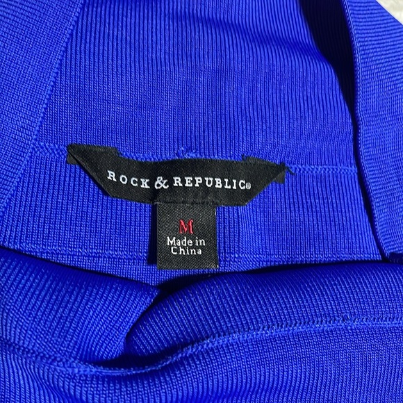 #0083 Never Worn Rock & Republic Spandex Fitted Royal Blue Textured Mini-M - Picture 5 of 9